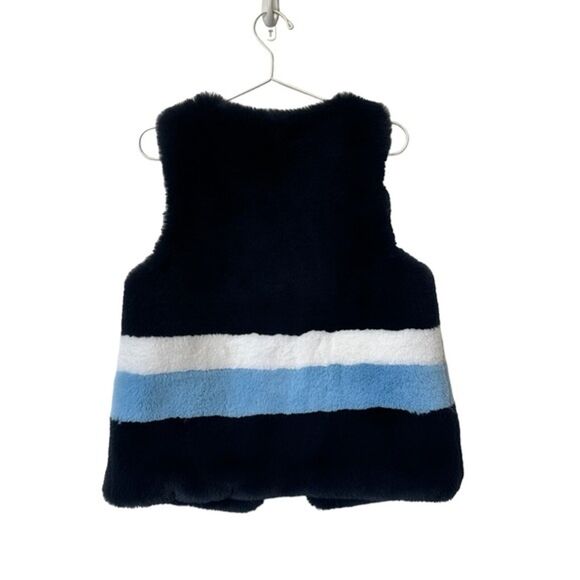 Shaci Blue and White Faux Fur Vest size Small - Picture 4 of 10